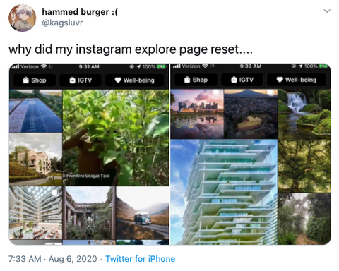 why did my instagram explore page reset reels