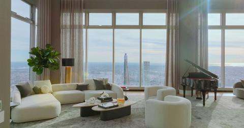 Liiving area inside of Central Park Tower penthouse on 'Owning Manhattan'