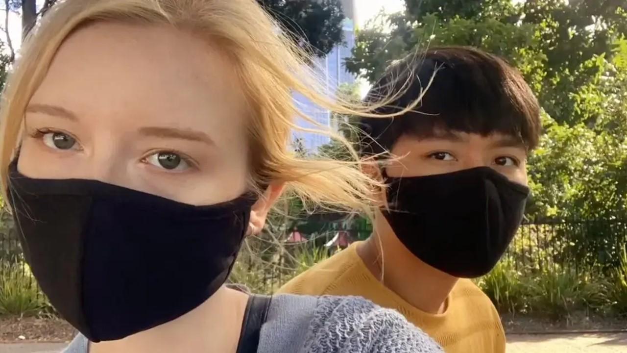 Devin and Nick of '90 Day Fiancé' wearing black face masks