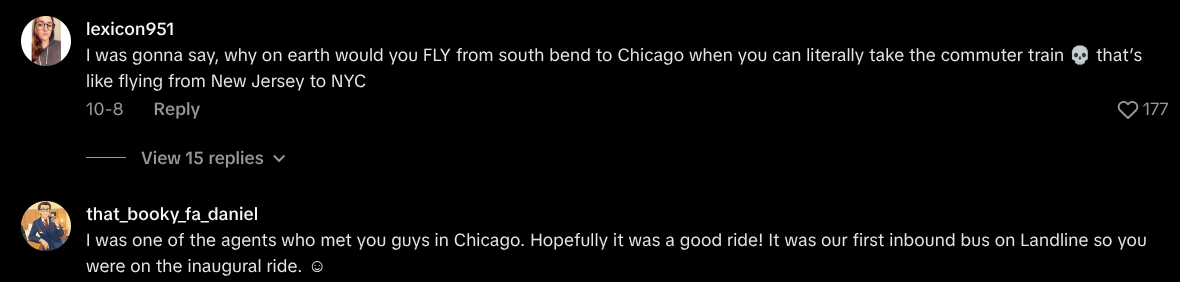 womans flight to chicago was a bus