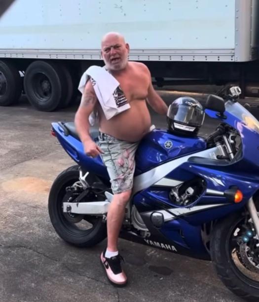 Whyte Folkz on his motorcycle.