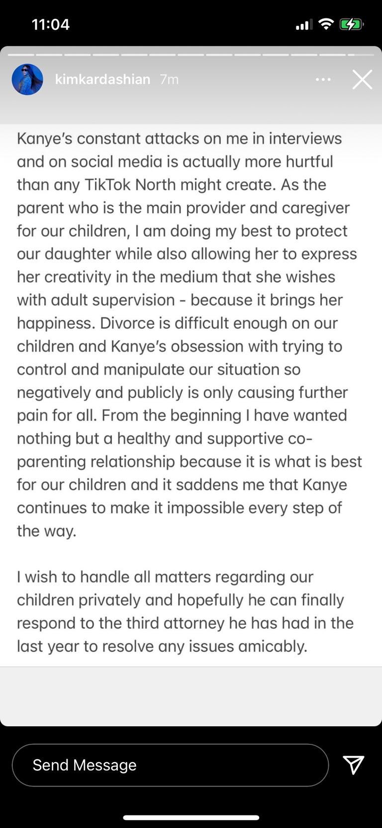 Kim Kardashian responds to Kanye West publicly.