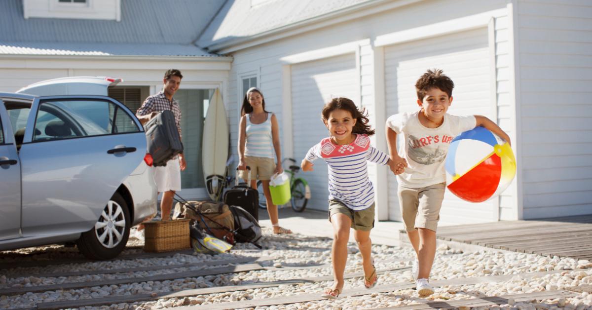 family enjoys vacation at rental property