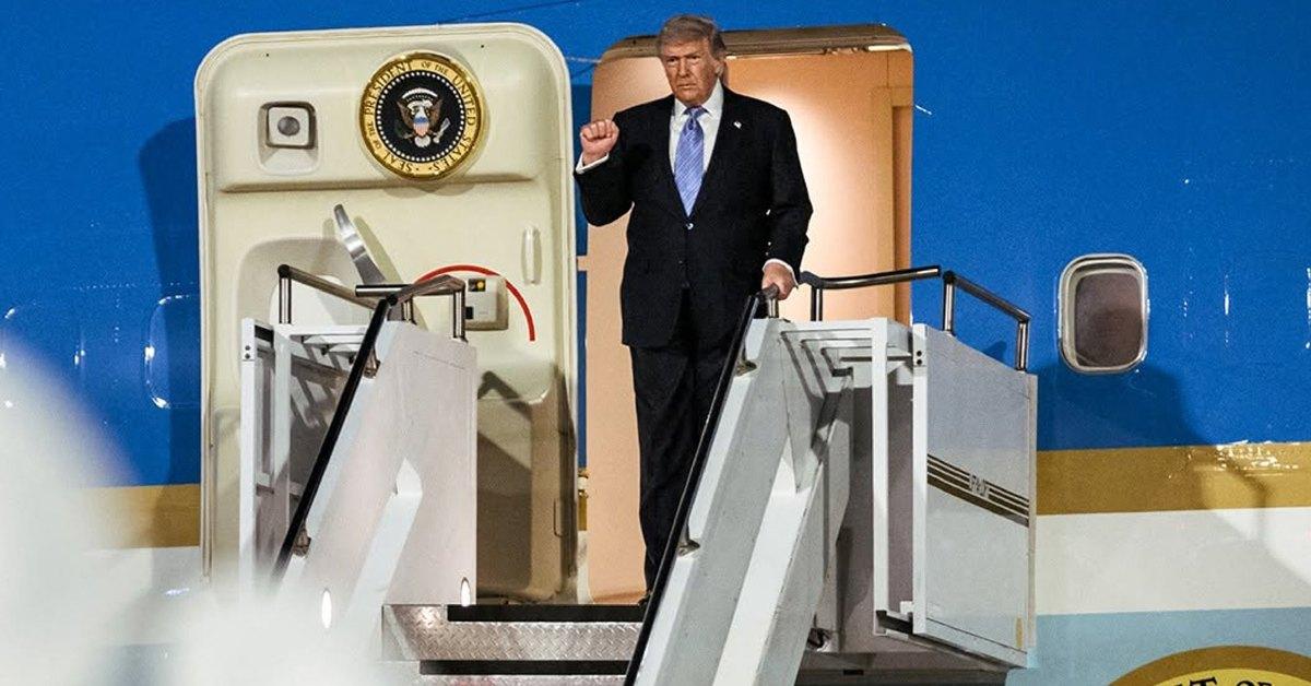 Donald Trump arrives in China in May 2026.