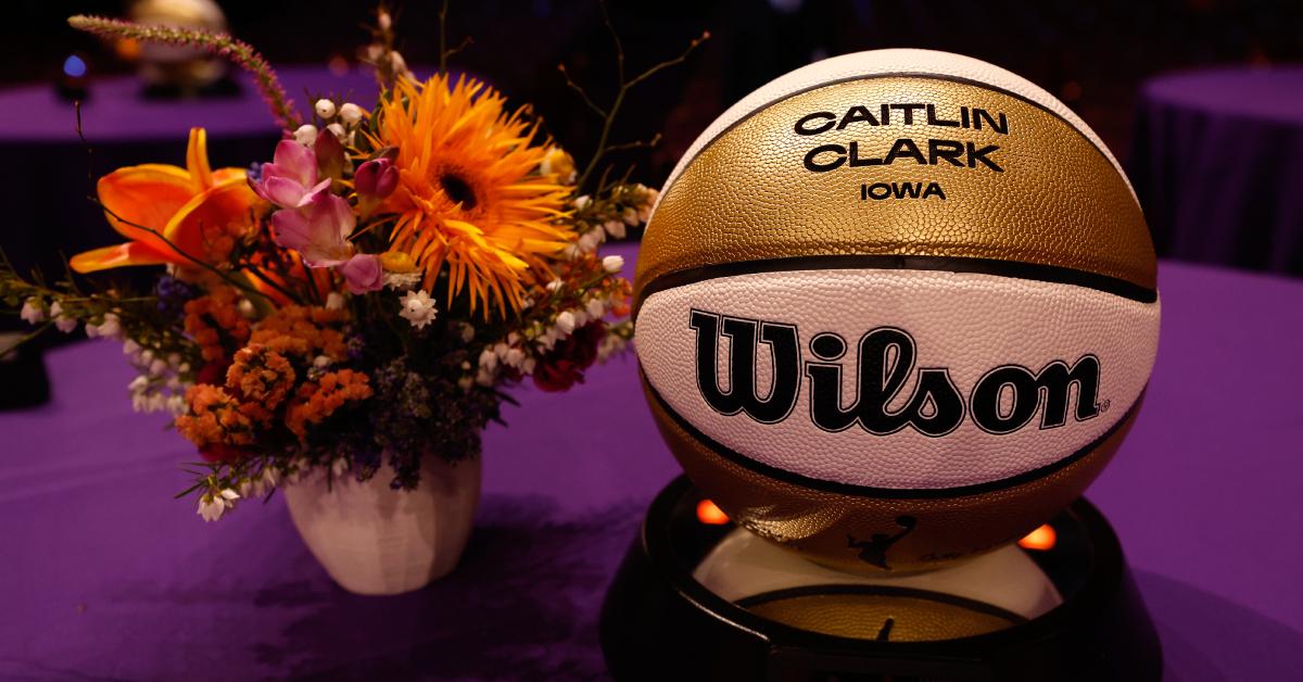 The Caitlin Clark basketball at the WNBA Draft. 