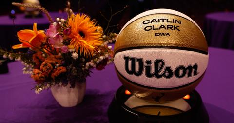 The Caitlin Clark basketball at the WNBA Draft.