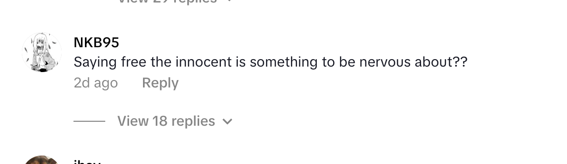 A TikTok commenter discussing N3on and Bobbi's exchange