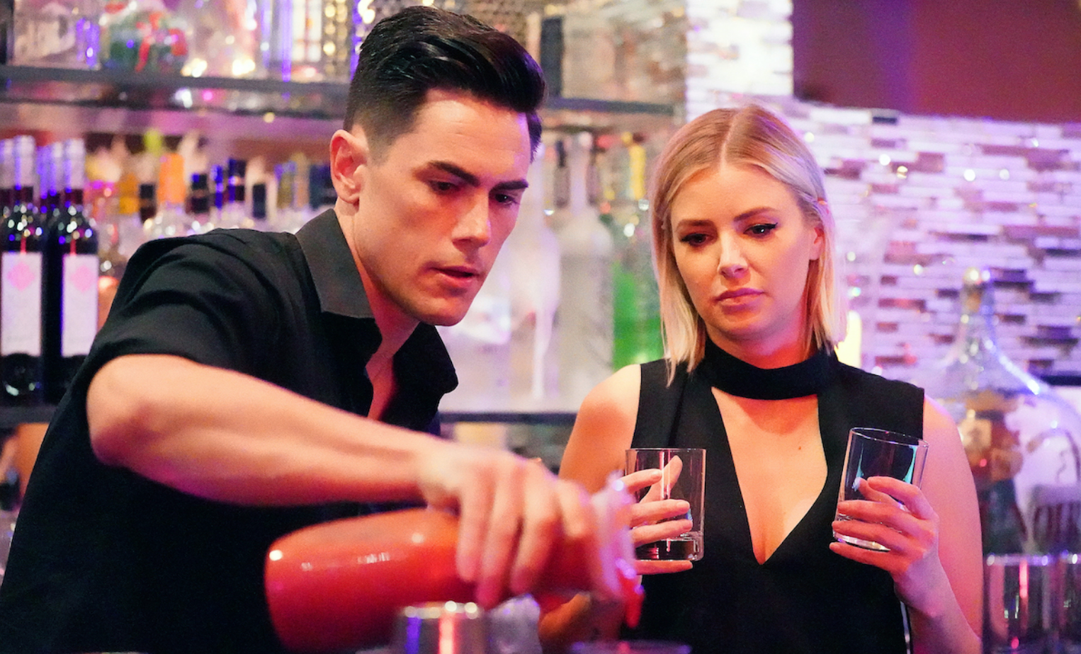 Tom and Ariana making drinks at SUR on 'Vanderpump Rules'.