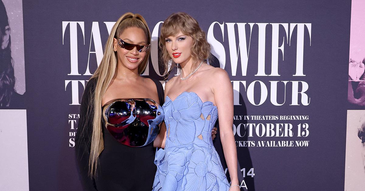 Taylor Swift and Beyonce at the premiere of the Eras Tour. 
