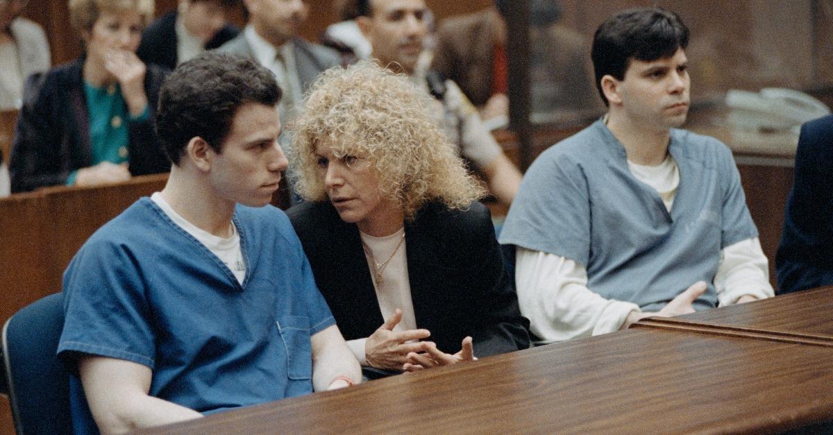 The Menendez brother during sentencing