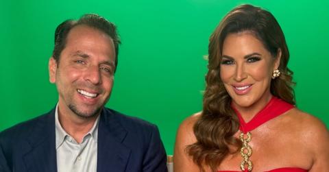 (l-r): Shane Simpson and Emily Simpson filming 'RHOC'