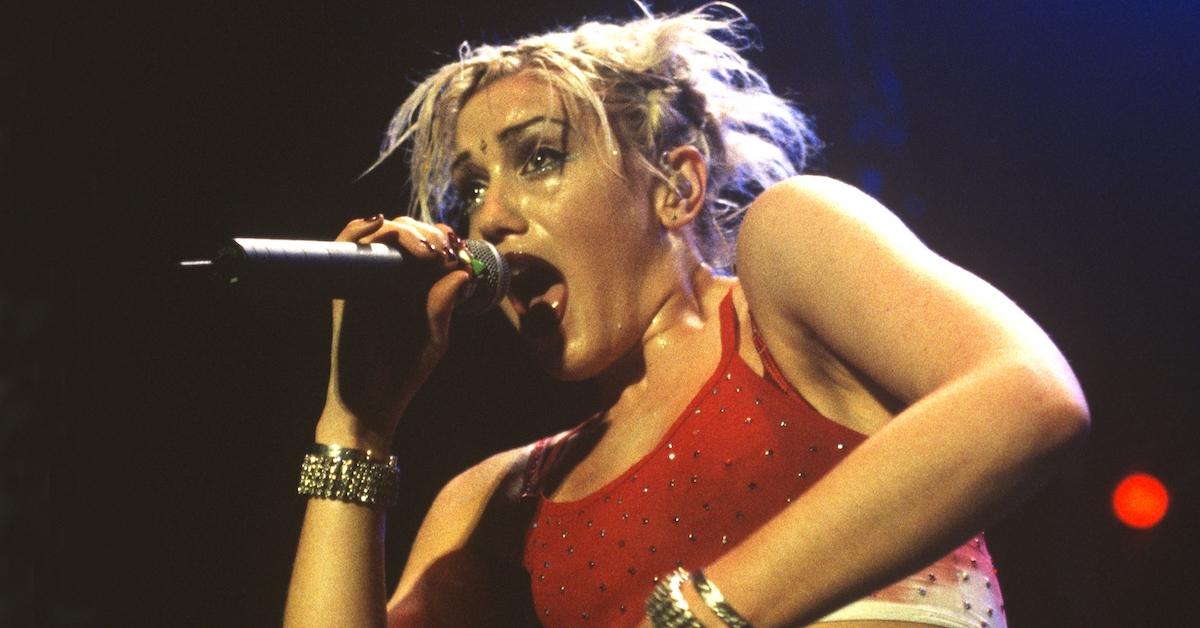 Gwen Stefani of No Doubt performs at Shoreline Amphitheatre on May 30, 1997, in Mountain View, Calif.