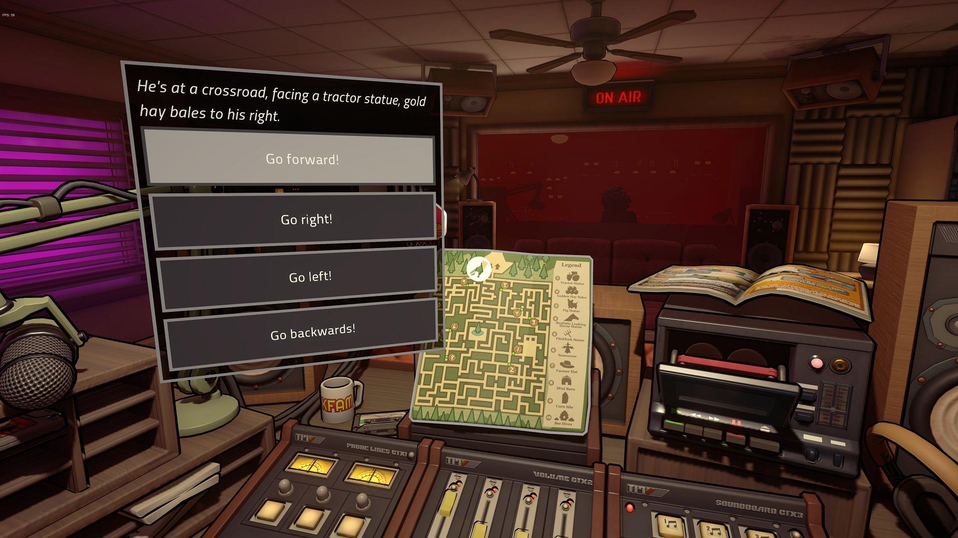 'Killer Frequency' Player directing a caller through a maze to run away from the killer.