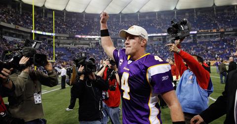 Brett Favre after a game with the Minnesota Vikings.