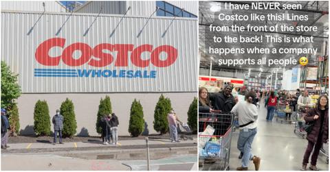 Long lines at a Costco store.