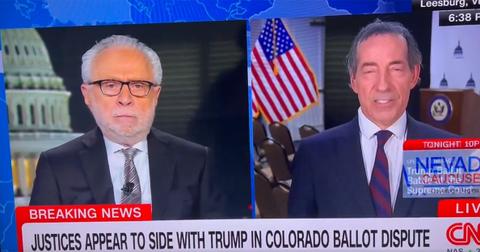 (l-r) Wolf Blitzer and Jamie Raskin on 'The Situation Room' on Feb. 8, 2024
