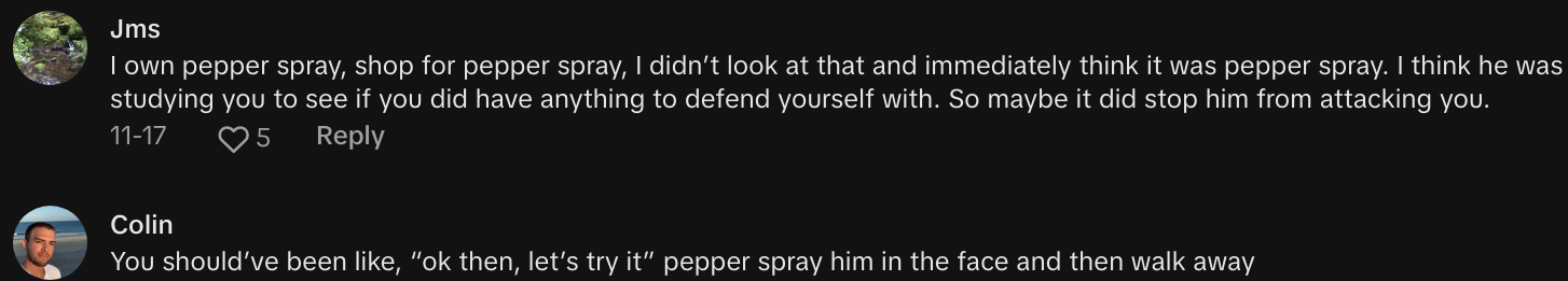 man questions womans pepper spray