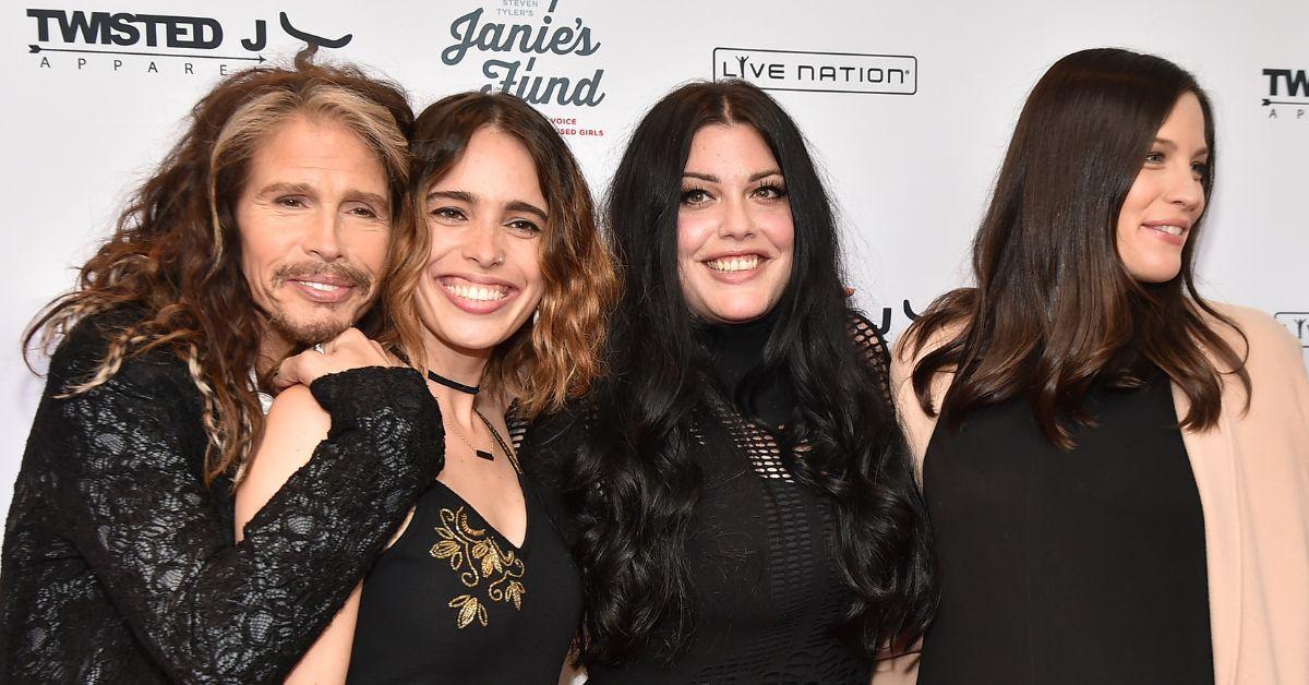 (l-r): Steven Tyler, Chelsea Tyler, Mia Tyler, Liv Tyler attend "Steven Tyler...Out on a Limb" Show to Benefit Janie's Fund in Collaboration with Youth Villages - Red Carpet at David Geffen Hall on May 2, 2016