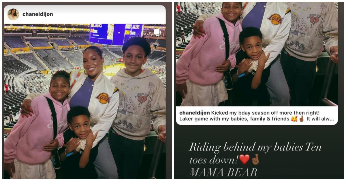 (l-r): Chanel Thierry and her and DJ Mustard's three kids.