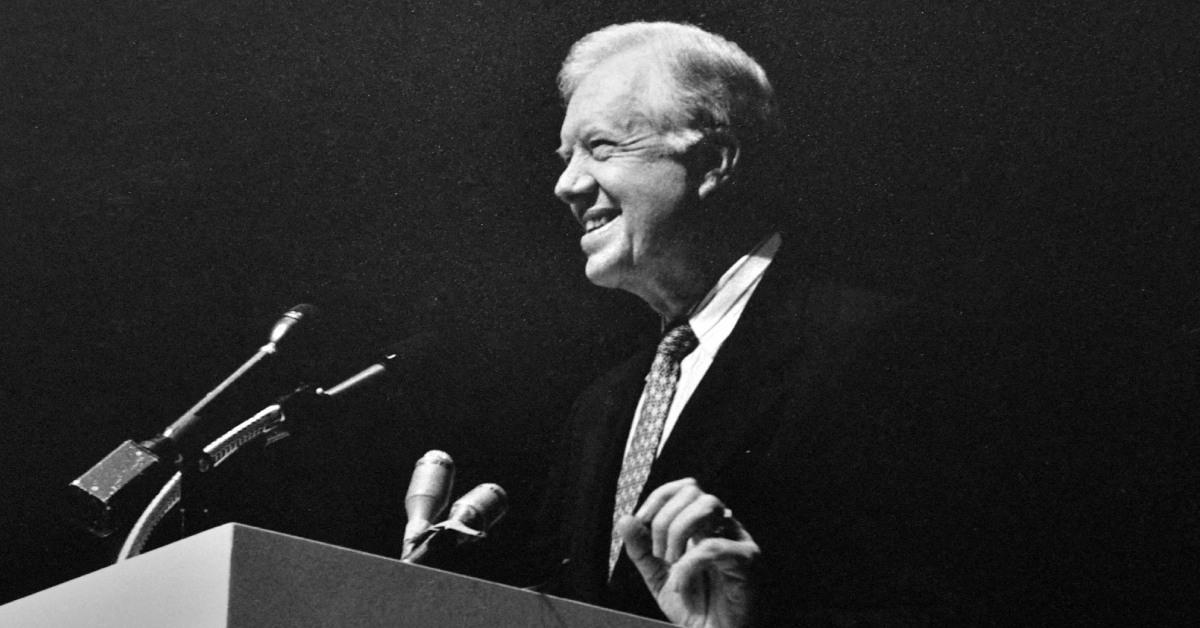 Jimmy Carter addressing a crowd.