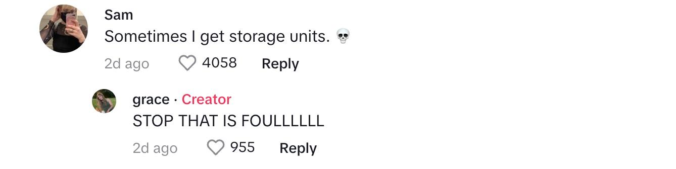 A commenter said "Sometimes I get storage units" referring to apartment searching