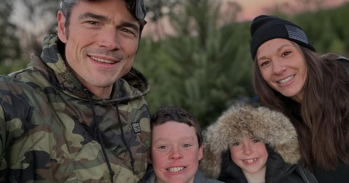 Joe Kent with his wife and kids on a tree farm