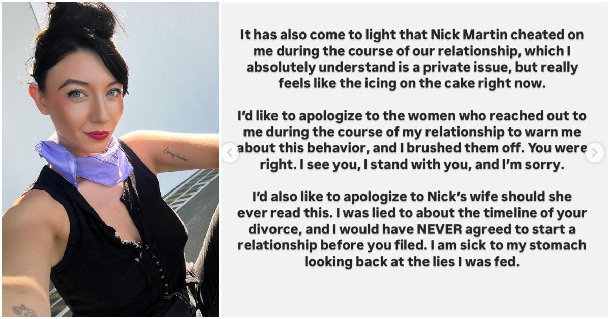 Nick Martin's ex, Brandy Baye accuses him of cheating on Instagram.