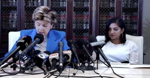 Thalia Graves and her attorney, Gloria Allred, during a press conference on Sept. 24, 2024.