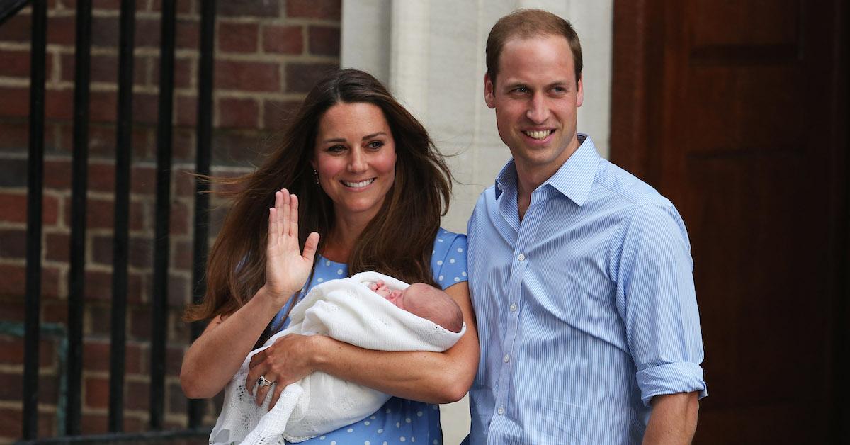 Prince William, Duke of Cambridge and Catherine, Duchess of Cambridge, depart The Lindo Wing with their newborn son at St Mary's Hospital on July 23, 2013 in London