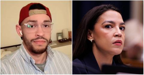 Alexandria Ocasio-Cortez and her brother on separate occasions.