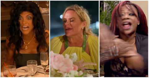 (l-r): Teresa Giudice from 'RHONJ,' Heather Gay from 'RHOSLC,' and Kandi Burruss from 'RHOA' yelling