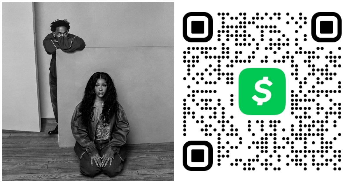 (l-r): Kendrick Lamar and SZA for Grand National Tour/Cash App logo