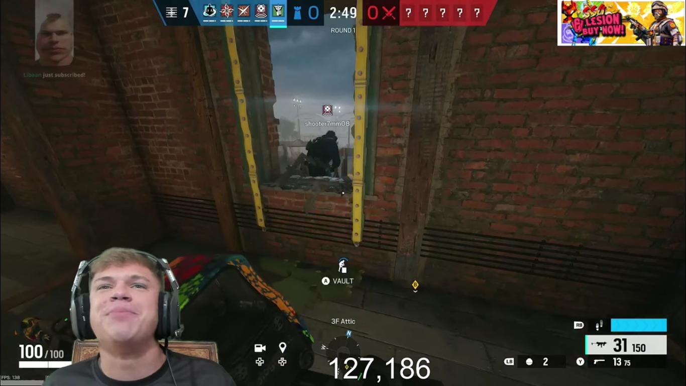 Twitch streamer Jynxzi playing 'Rainbow Six Siege.'