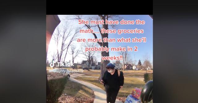 Instacart Worker Takes the Groceries After Making a Delivery