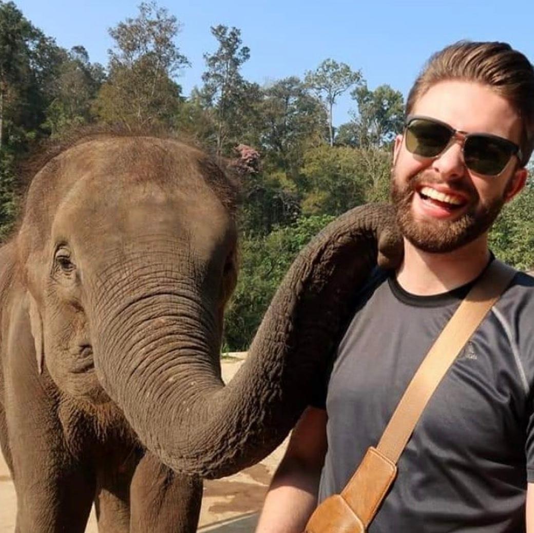 luke rockwell with an elephant