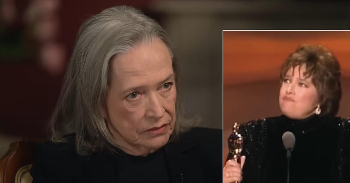 Kathy Bates reacting to her thanking her mother in Oscars speech