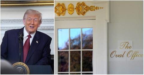 Trump Is Getting a New Oval Office Sign — Of Course, in Gold