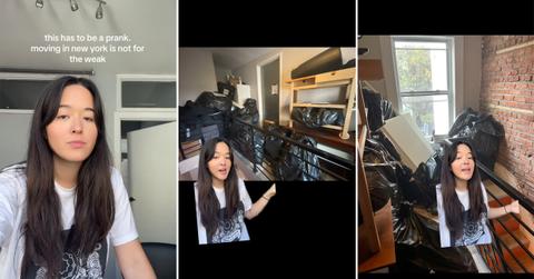 Moving new apartment full trash bags