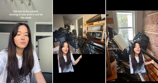 Moving new apartment full trash bags