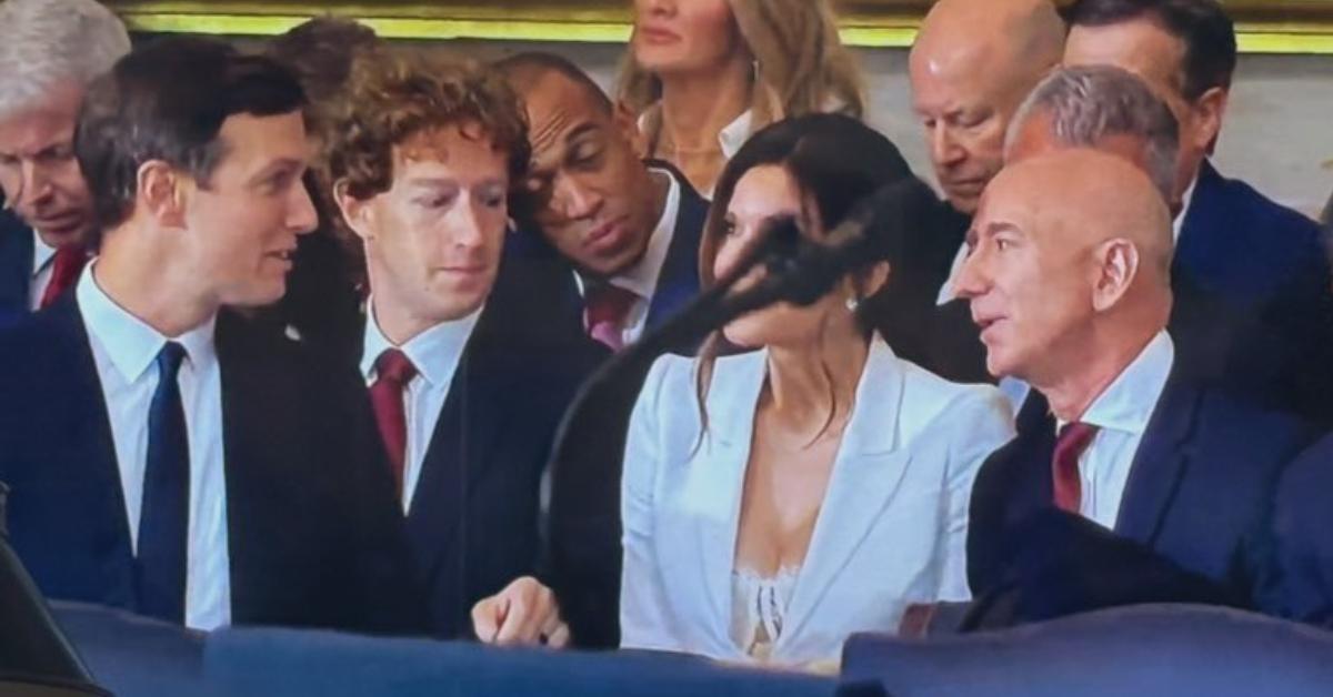 Mark Zuckerberg was caught sneaking a peek at Lauren Sanchez's chest.