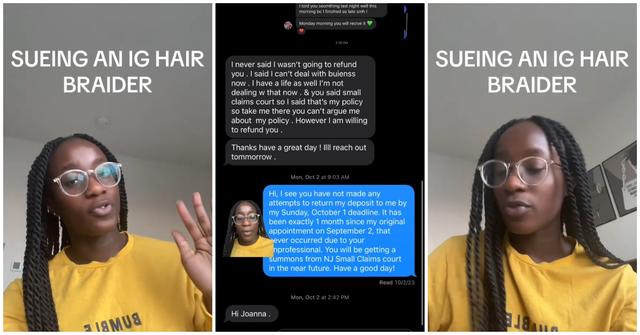 (l-r): Woman suing hairstylist for deposit