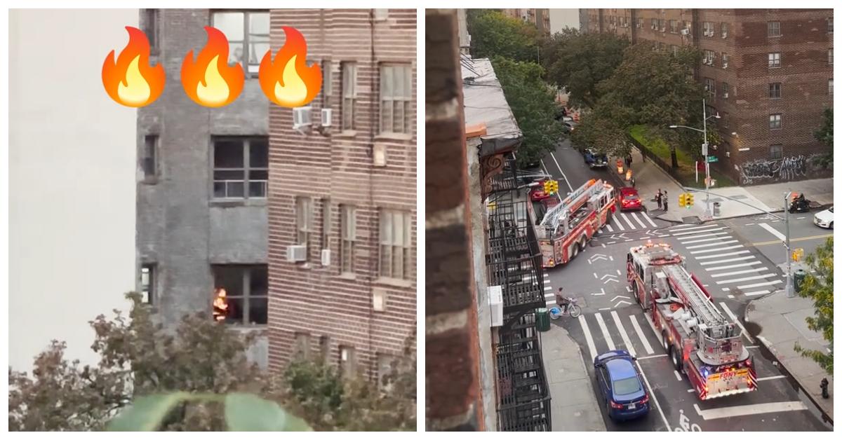 TikTok creator @kieranknightley called 911 after seemingly seeing an apartment fire, but it turned out to be a Yule log on TV.