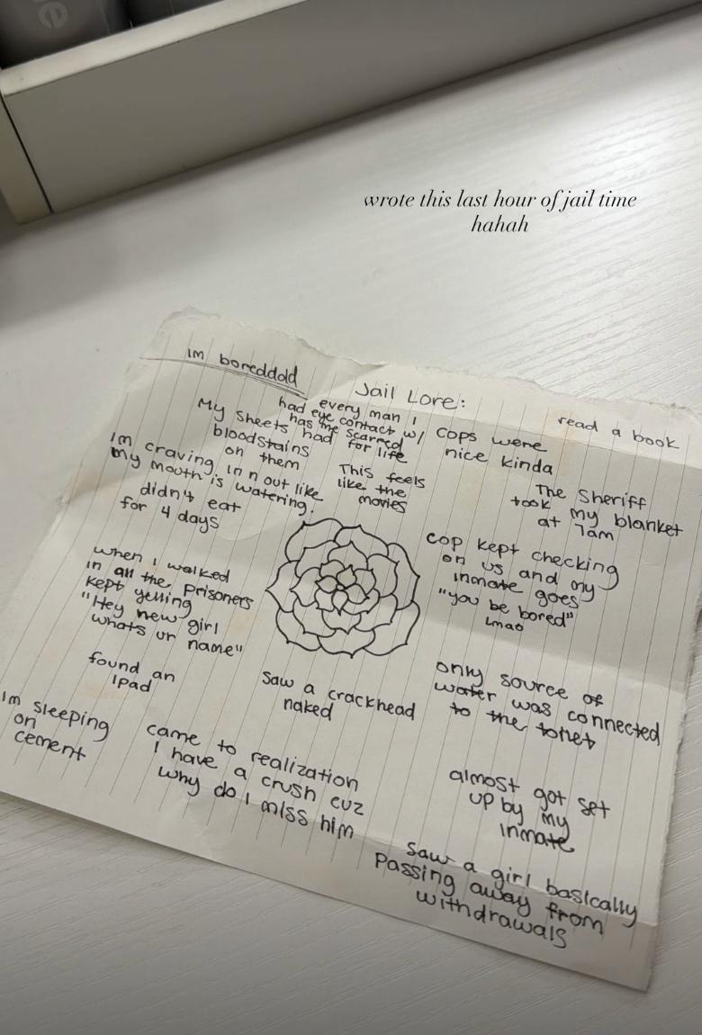 Katie Sigmond's notes from jail.