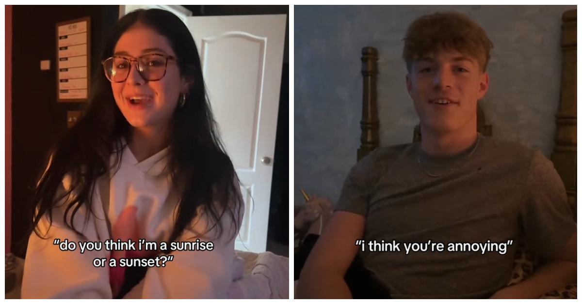 TikTok creator Kenzi (@kenzi_kramer) asked her boyfriend, "Am I a sunrise or a sunset?"