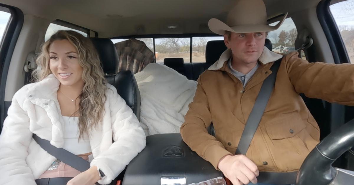 Zoe and Landon in his truck on 'Farmer Wants a Wife'