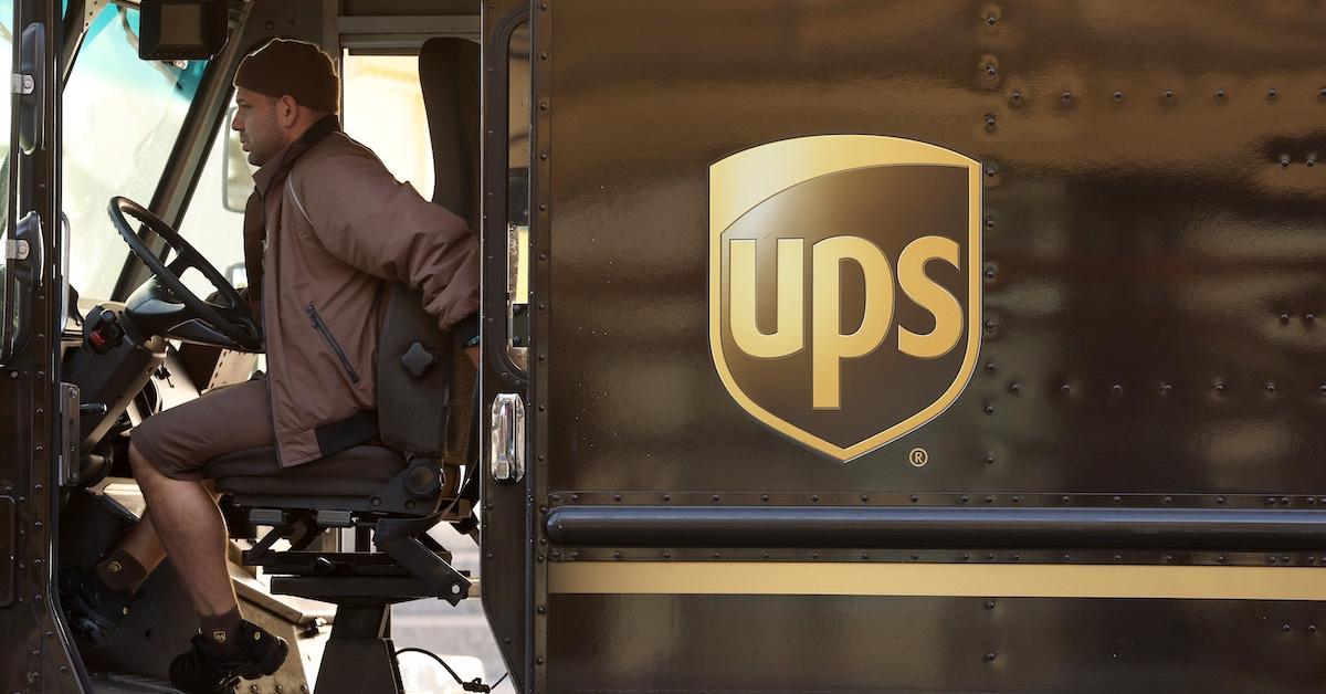 A UPS driver in a truck