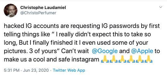 instagram hacking message