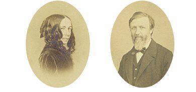 Elizabeth Barrett Browning and her husband, Robert Browning.