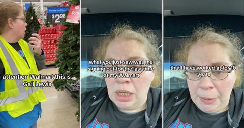 Gail Lewis signing out at Walmart for the last time