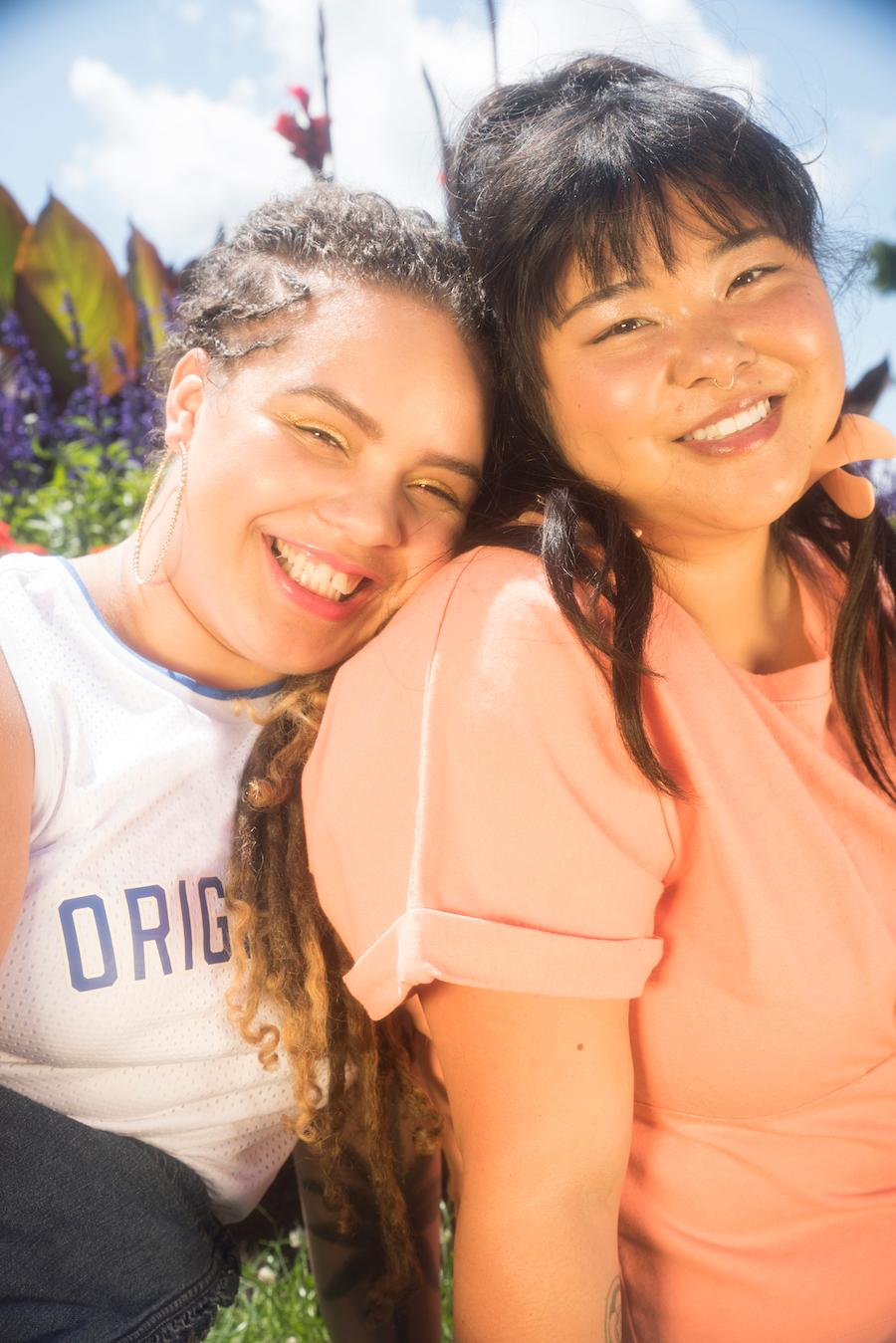 two smiling women who met on tinder